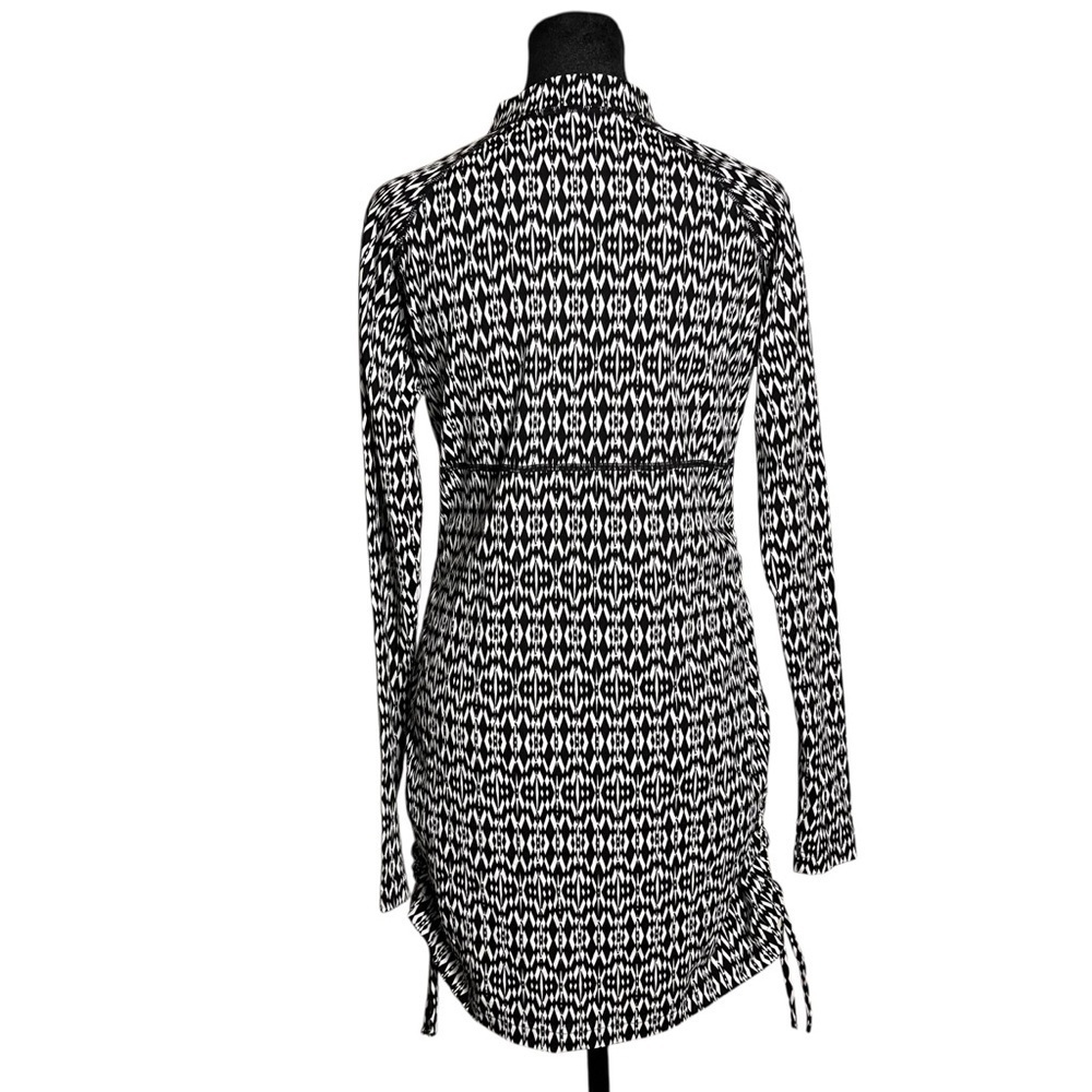 Coolibar Island Quarter Zip Swim Shirt Dress UPF 50+ – Black/White Ikat – Size S - Picture 4 of 11